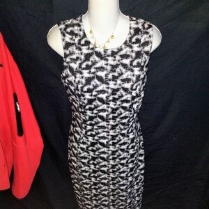 Calvin Klein Black and White Patterned Midi Dress